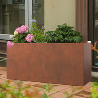 39' Mod Earthy Rust Color Designer Metal Planter Box