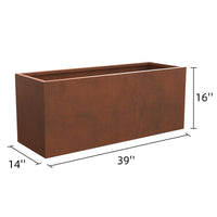 39' Mod Earthy Rust Color Designer Metal Planter Box