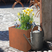 Mod Earthy Rust Color Square Metal Planter Box