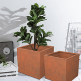 Mod Earthy Rust Color Square Metal Planter Box