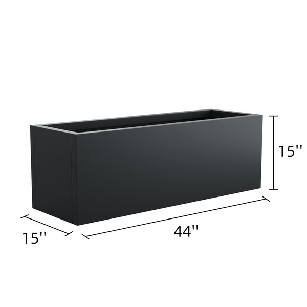 44' Mod Black Designer Metal Planter Box