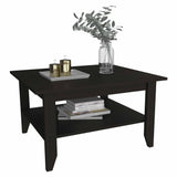 Modern Jet Black Coffee Table with Shelf