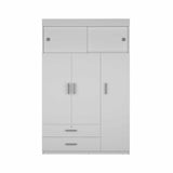 White Tall Three Door Closet with Sliding Doors