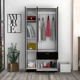 Black and White Three Door Armoire