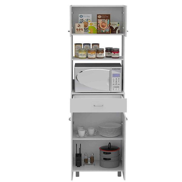 White Tall Pantry Cabinet with Two Storage Shelves