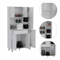 White Pantry Cabinet with Multiple Storage Shelves