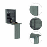 Modern Gray Retractable Desk or Bar Cabinet