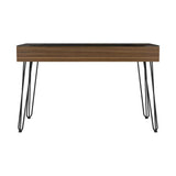 Modern Mahogany and Black Geometric Computer Desk