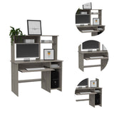 Brion Light Gray Computer Desk with Hutch