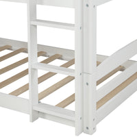 White Twin Over Twin Low Bunk Bed With Slide