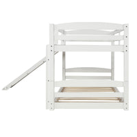 White Twin Over Twin Low Bunk Bed With Slide