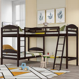 Brown L Shaped Triple Bunk Bed