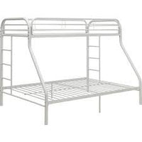 White Twin XL Over Queen Size Metal Bunk Bed