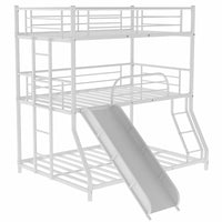 White Twin Over Twin over Full Size Triple Bunk Bed