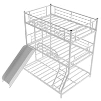 White Twin Over Twin over Full Size Triple Bunk Bed