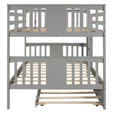 Gray Double Full Size Over Twin Trundle Bunk Bed