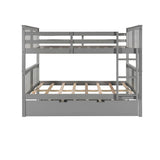 Gray Double Full Size Over Twin Trundle Bunk Bed