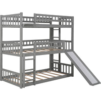 Gray Triple Twin Size Ladder Bunk Bed