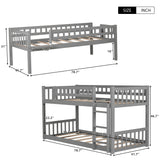 Gray Triple Twin Size Ladder Bunk Bed