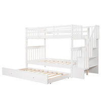 White Double Twin Size Stairway Bunk Bed
