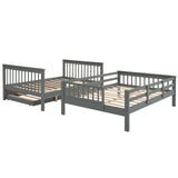 Gray Full Over Full Bunk Bed with Stairway Drawers and Trundle