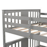 Full over Full Bunk Bed with  Ladder for Bedroom Guest Room Furniture-Gray