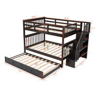 Espresso Full Over Full Bunk Bed with Stairway Drawers and Trundle