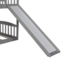 Gray Twin Over Twin Playhouse Styled Bunk Bed