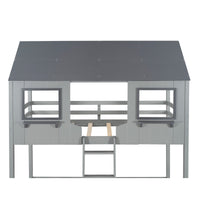 Gray and Dark Gray Twin Over Twin Doll House Bunk Bed