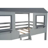 Gray and Dark Gray Twin Over Twin Doll House Bunk Bed