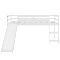 White Low Loft Bed With Slide