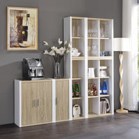 Modern Natural and White Four Cube Storage Bookshelf