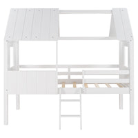 White Twin Size Loft House Bed withSide Windows