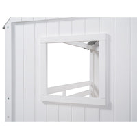 White Twin Size Loft House Bed withSide Windows