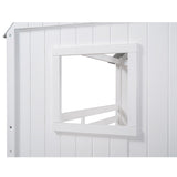 White Twin Size Loft House Bed withSide Windows