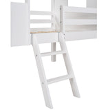 White Twin Size Loft House Bed withSide Windows