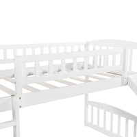 White Twin Size Stairway Loft Bed With Slide