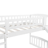 White Twin Size Stairway Loft Bed With Slide
