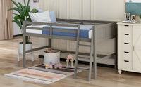 Gray Twin Size Low Loft Bed With Ladder