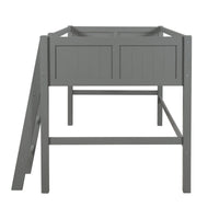 Gray Twin Size Low Loft Bed With Ladder
