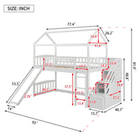 Cool White Twin Size Loft Bed with Slide and Storage