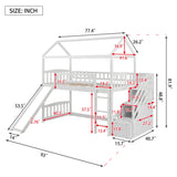 Cool White Twin Size Loft Bed with Slide and Storage