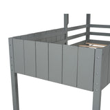 Playhouse Gray Twin Size Loft Bed with Roof