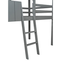 Playhouse Gray Twin Size Loft Bed with Roof