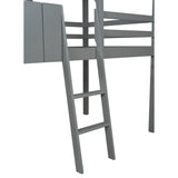 Playhouse Gray Twin Size Loft Bed with Roof