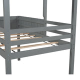 Playhouse Gray Twin Size Loft Bed with Roof