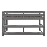 Minimalist Gray Twin Size Loft Bed with Built In Shelves