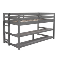 Minimalist Gray Twin Size Loft Bed with Built In Shelves