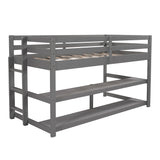 Minimalist Gray Twin Size Loft Bed with Built In Shelves
