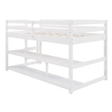 Minimalist White Twin Size Loft Bed with Built In Shelves